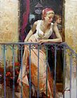 Balcony Paintings - At The Balcony by Pino